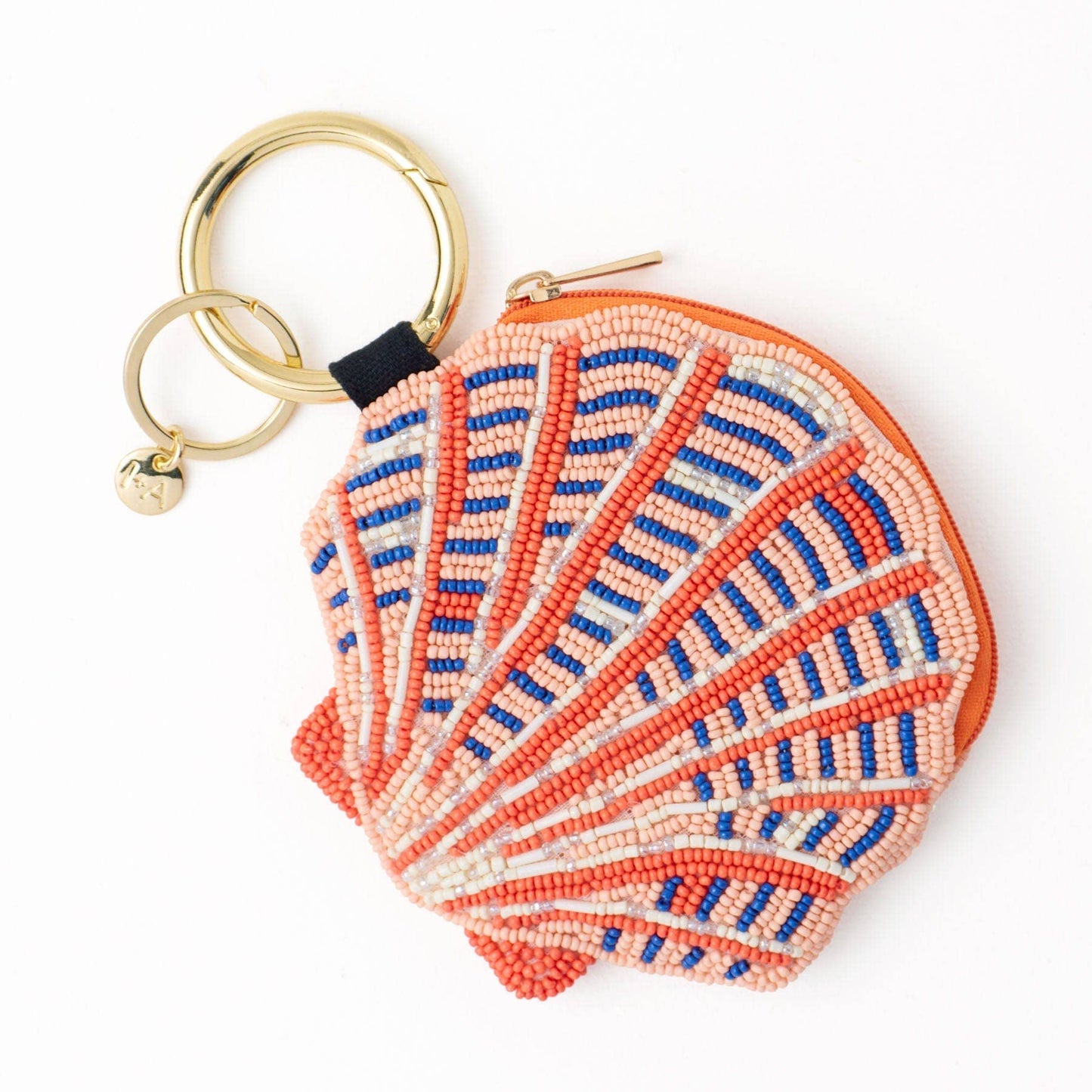Mary Shell Beaded Coin Purse - Coral