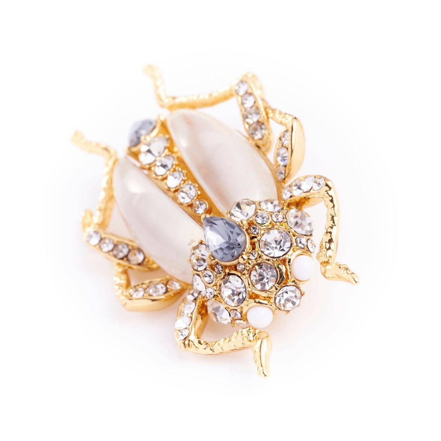 Bejewelled Beetle Brooch - White