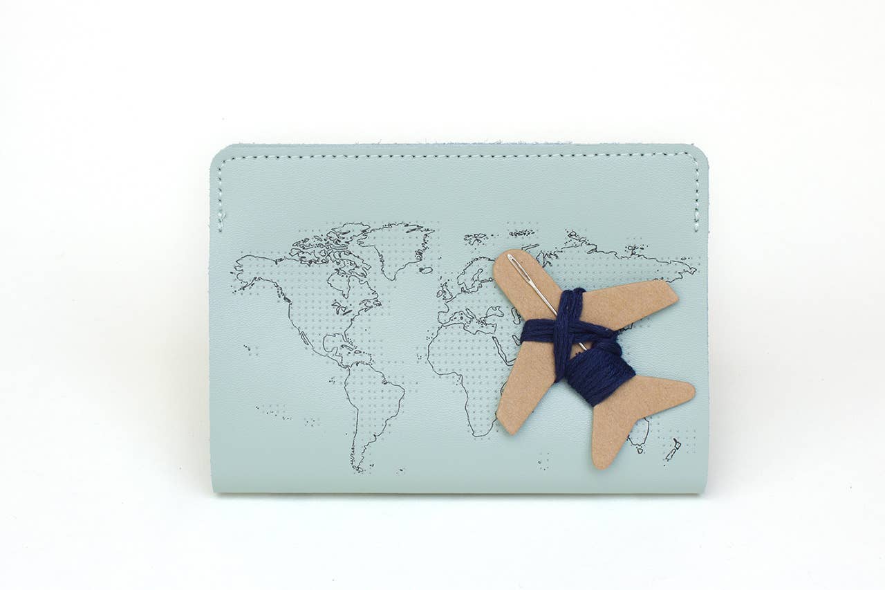 Stitch Where You've Been Passport Cover Kit - Mint Leather