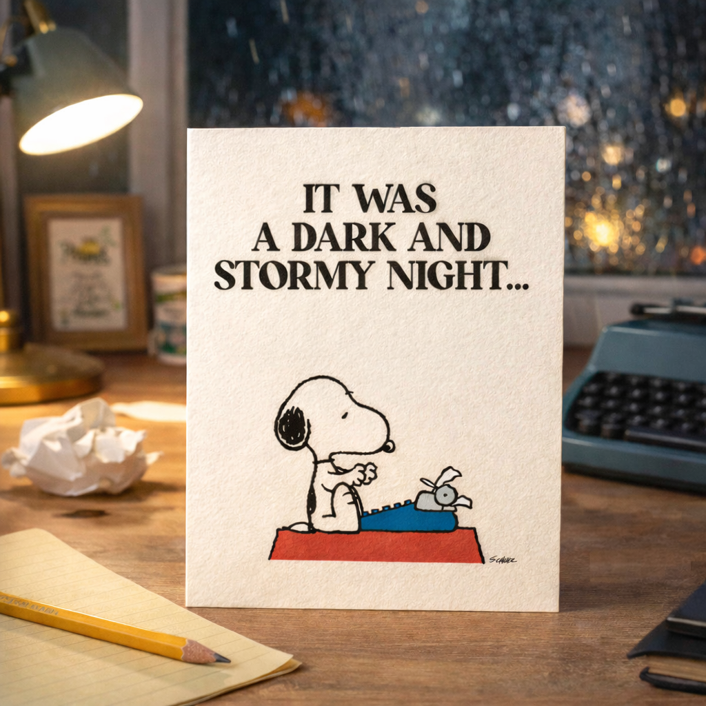 Peanuts Card - It Was a Dark and Stormy Night...