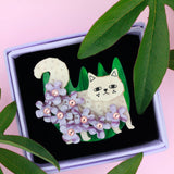 Cream Cat Brooch