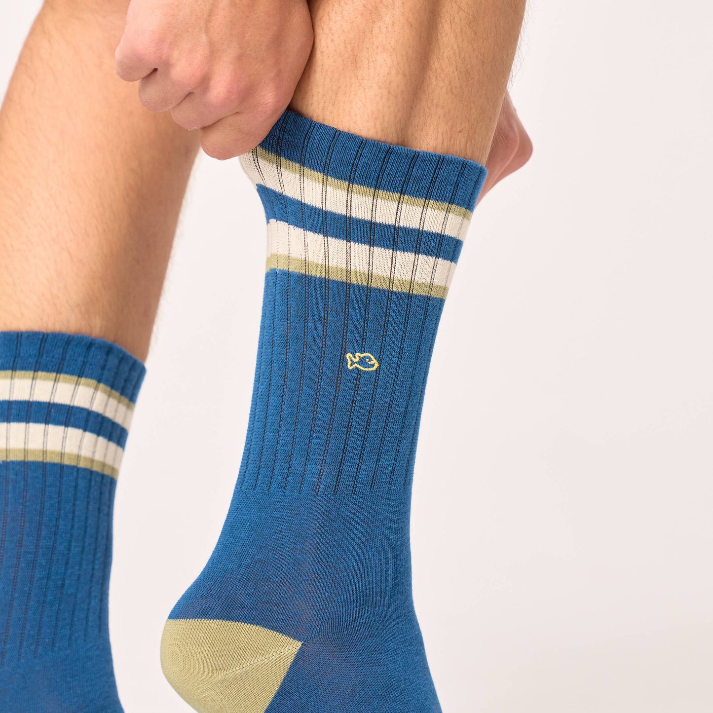 BILLYBELT Retro Socks - Blue & Green Striped