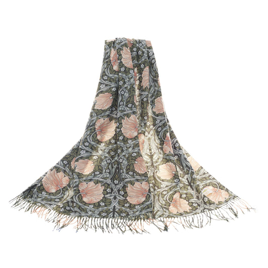 William Morris Pimpernel Green Pashmina