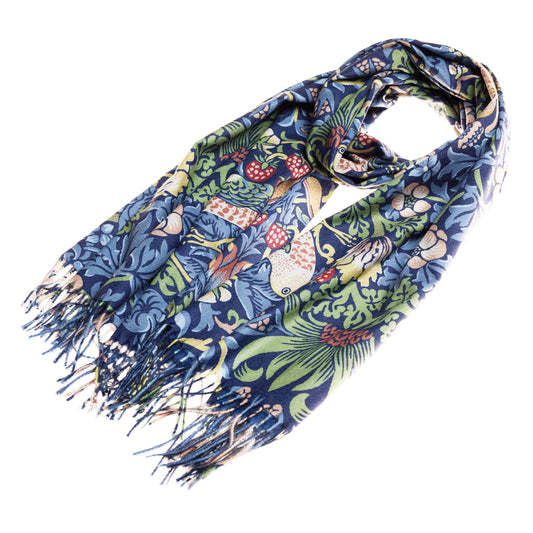 William Morris Strawberry Thief Blue Pashmina