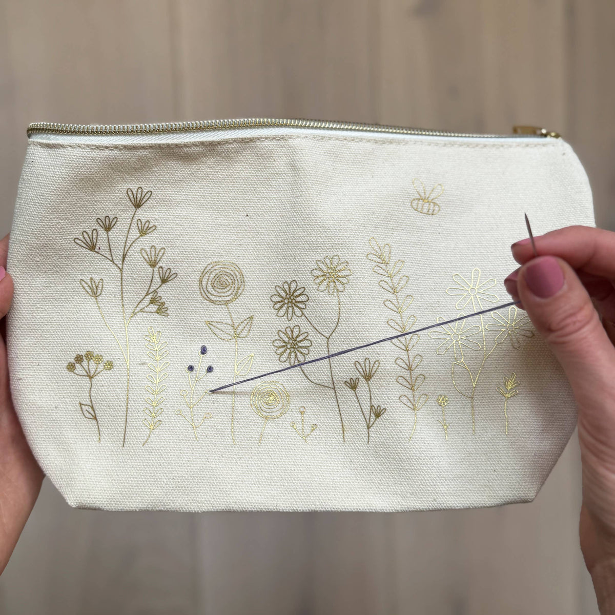Stitch Your Flowers Zip Pouch - Embroidery Kit