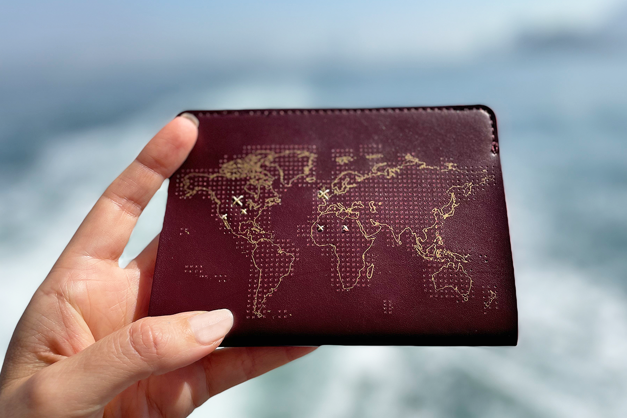 Stitch Where You've Been Passport Cover Kit - Maroon Leather