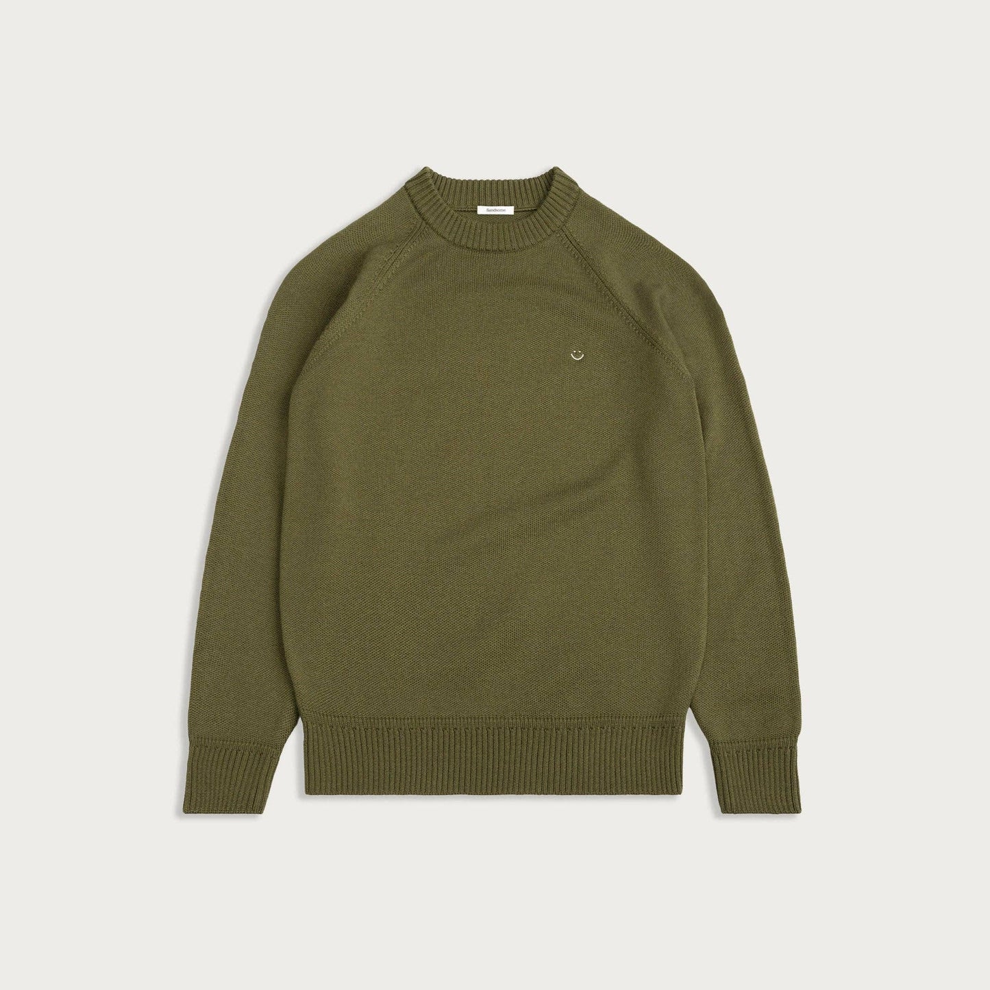 Australian Merino Wool Top Olive Green Smiley