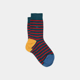 BILLYBELT Combed Cotton Socks - Navy and Red Stripes