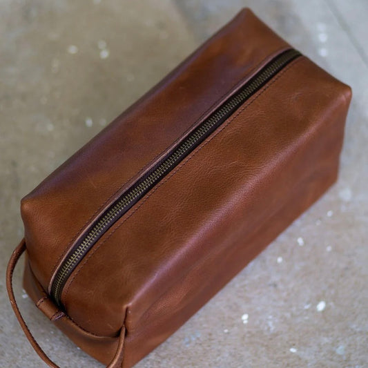 Tan Leather Toiletry Bag