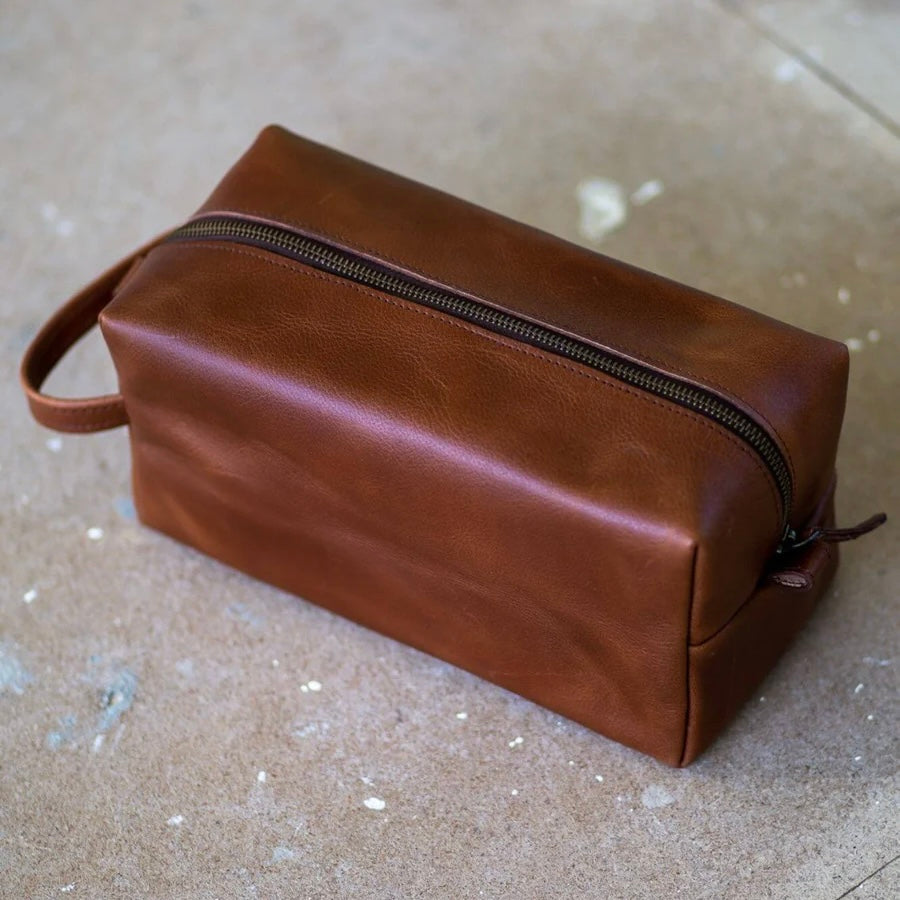 Tan Leather Toiletry Bag