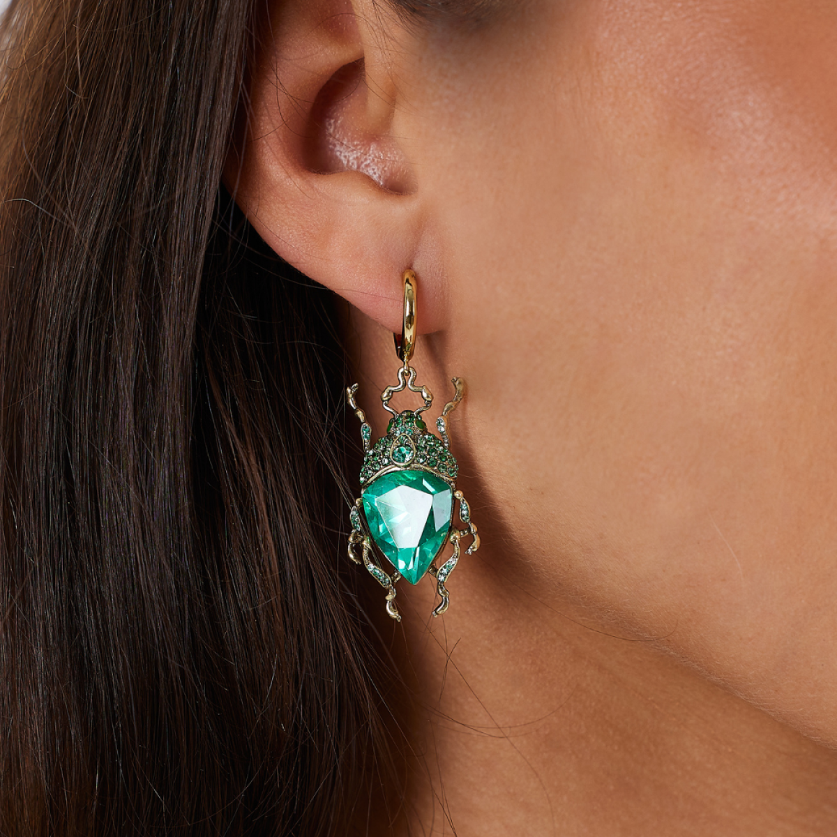 Vintage Green Bug Earrings