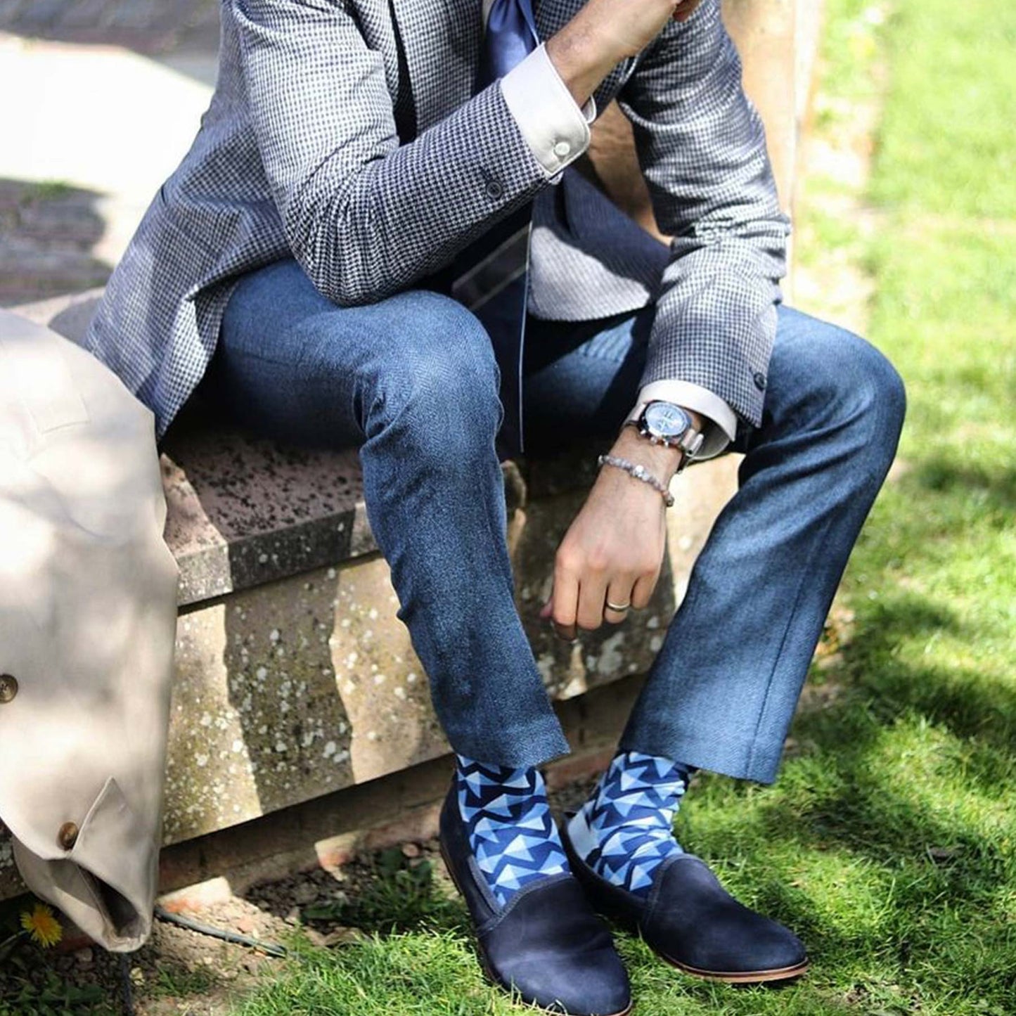 PEPER HAROW Navy Triangle Socks