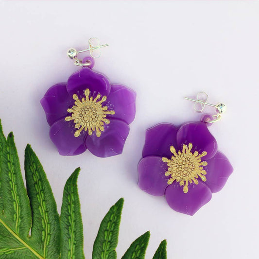 Hellebore Purple Earrings