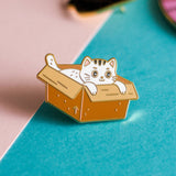 Box Cat Enamel Pin