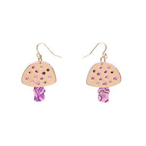 Mushroom Textured Resin Drop Earrings - Pink