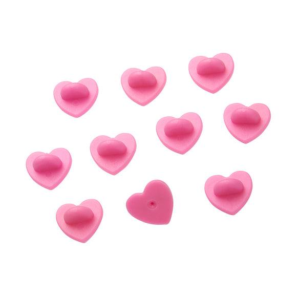 Enamel Pin Rubber Heart Locking Clasp 10-Pack-Pink