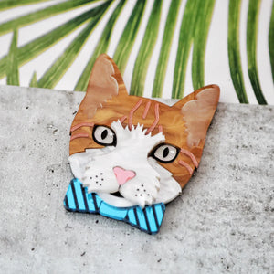Milo the Ginger and White Cat Brooch