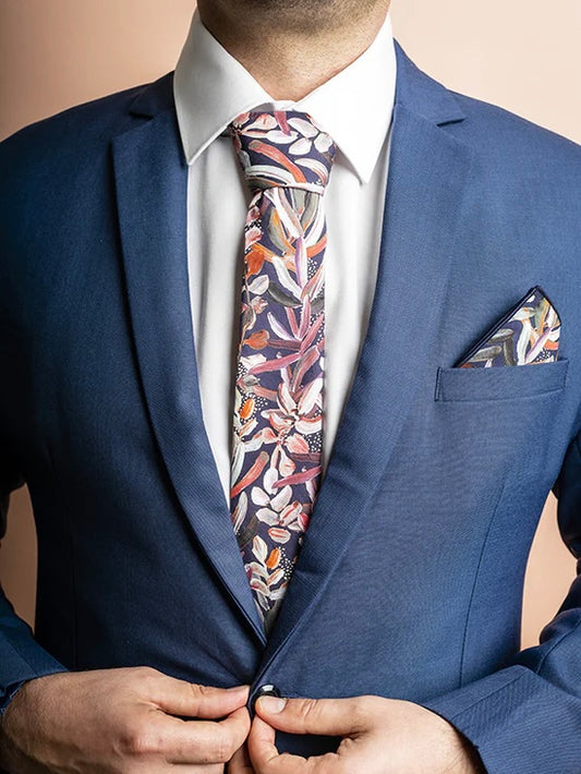 Protea Navy Pocket Square
