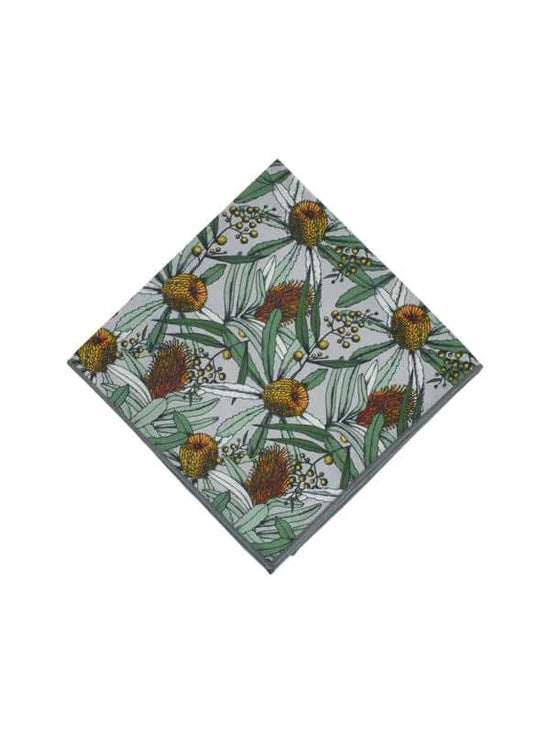 Banksia Grey Pocket Square
