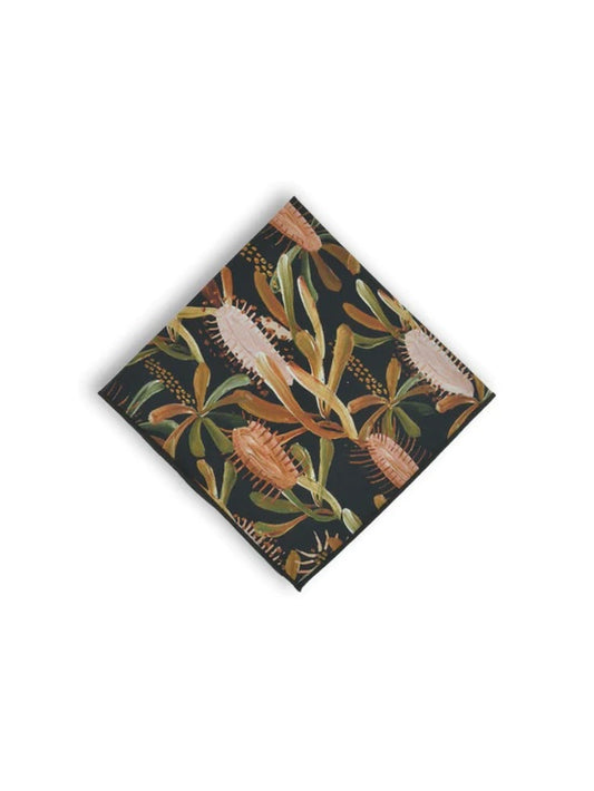 Grass Tree Black Pocket Square