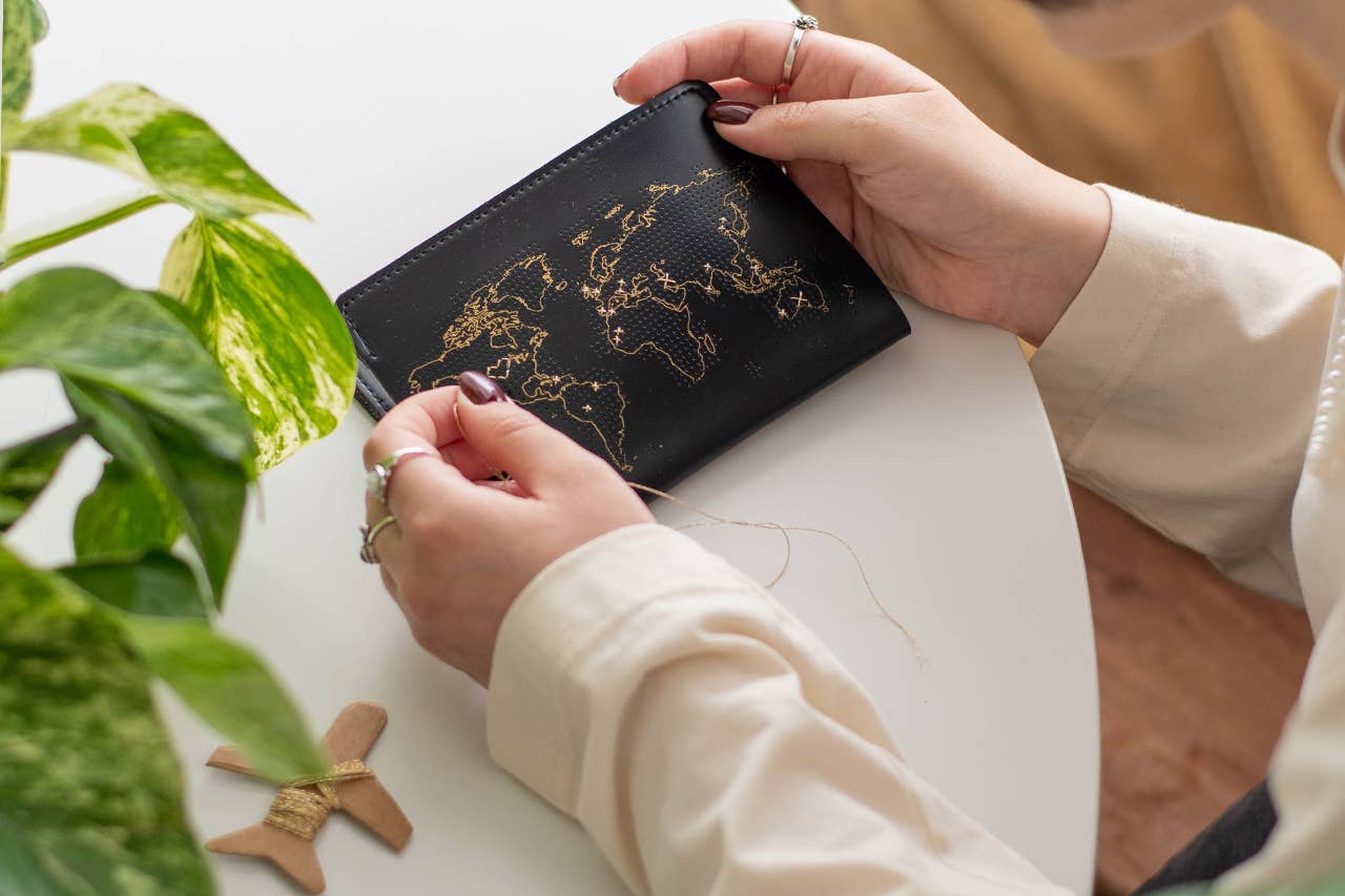 Stitch Where You've Been Passport Cover Kit - Vegan Black