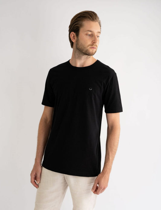 Classic Crew Tee Black Smiley