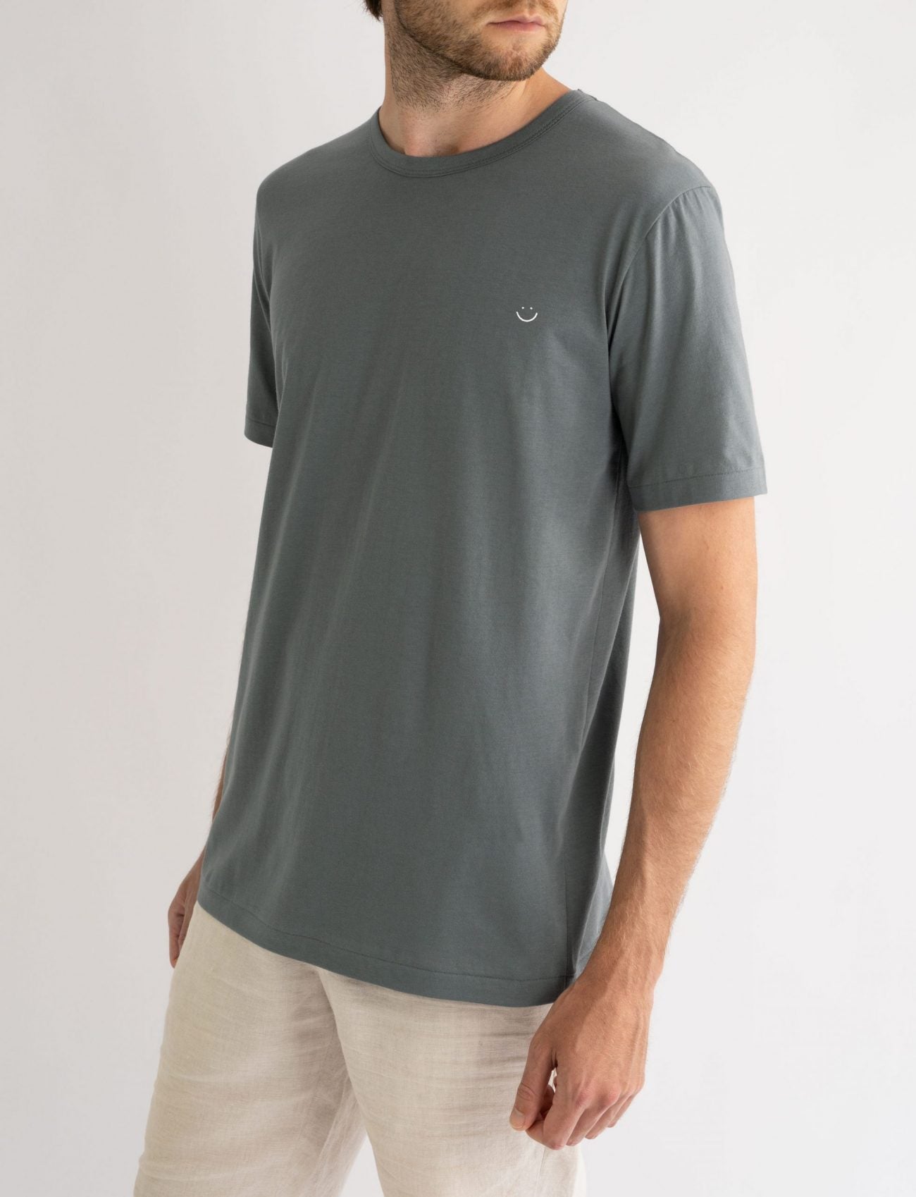 Classic Crew Tee Charcoal Blue Smiley