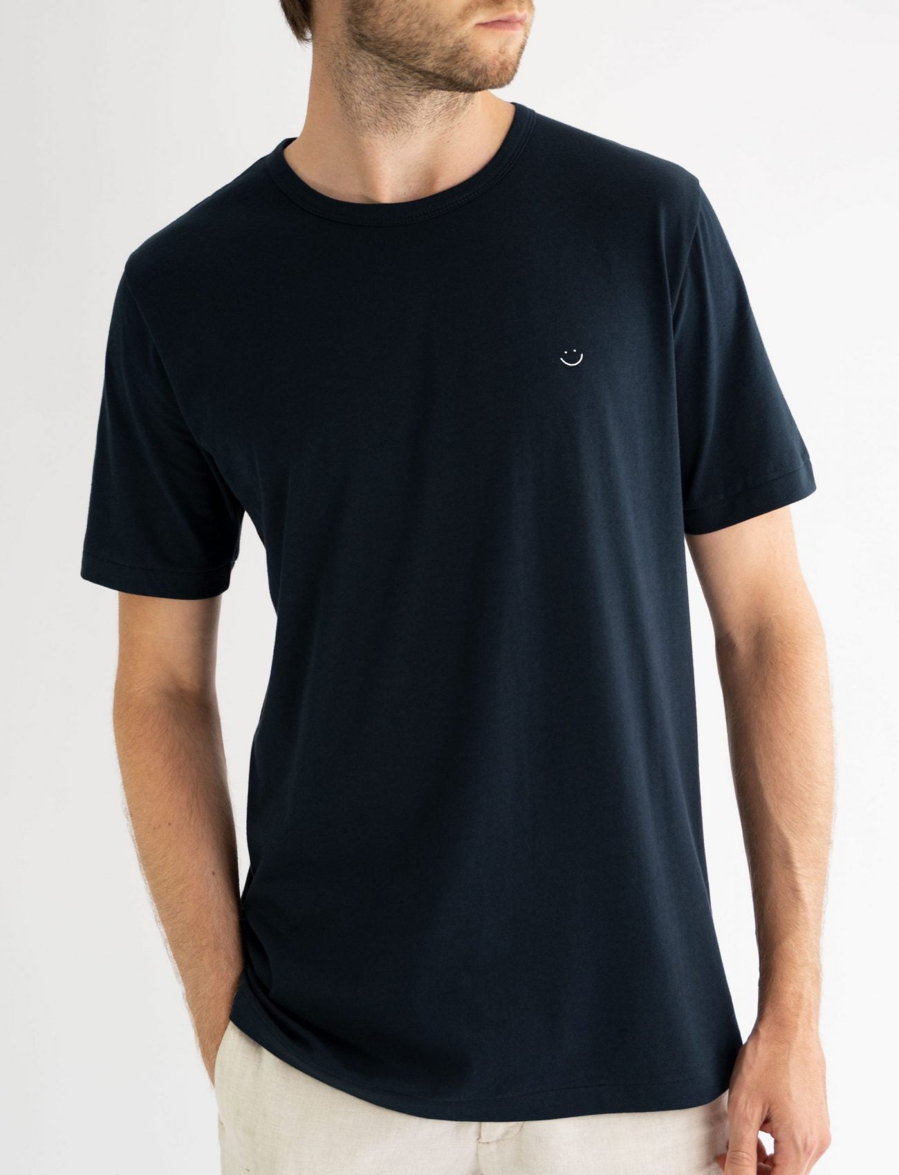 Classic Crew Tee Navy Smiley