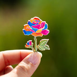 Rainbow Rose Enamel Pin