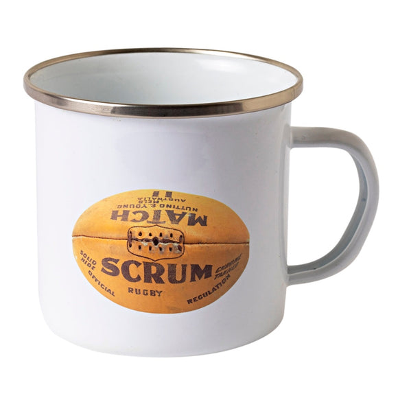 Vintage Rugby Union Football Enamel Mug